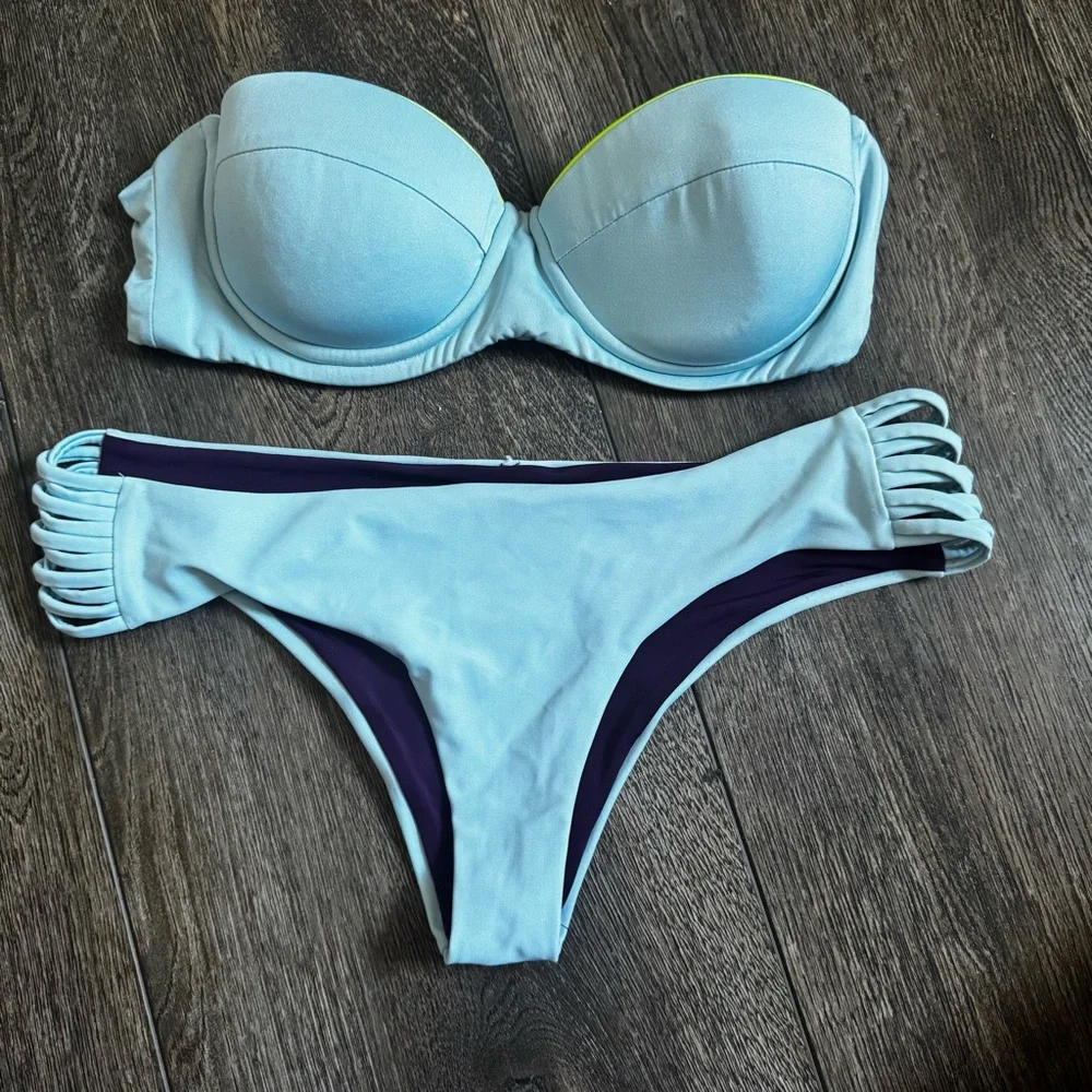 Zinke Bikini Top Small Neon Trim‎ + Bikini Bottoms Small Set